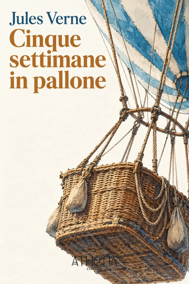 Cinque settimane in pallone di Jules Verne – copertina Edizioni Athena