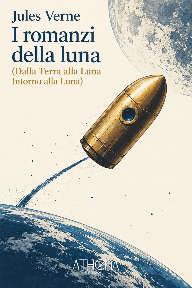 I romanzi della luna (Dalla Terra alla Luna – Intorno alla Luna) di Jules Verne – copertina Edizioni Athena